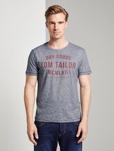 T-Shirt mit Print - Männer - navy white yarndye stripe T-Shirt mit Print - Männer - navy white yarndye stripe - 1 - TOM TAILOR