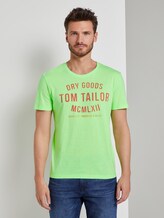 T-Shirt mit Print - Männer - neon green white fine stripe T-Shirt mit Print - Männer - neon green white fine stripe - 1 - TOM TAILOR