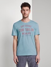 T-Shirt mit Print - Männer - teal grey fine stripe T-Shirt mit Print - Männer - teal grey fine stripe - 1 - TOM TAILOR