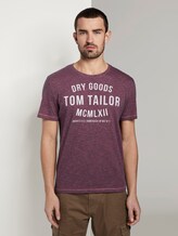 T-Shirt mit Print - Männer - burgundy navy fine stripe T-Shirt mit Print - Männer - burgundy navy fine stripe - 1 - TOM TAILOR