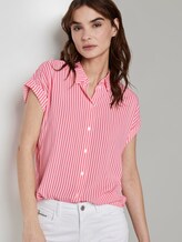 Kurzärmlige Bluse mit Kent-Kragen - Frauen - pink offwhite stripes Kurzärmlige Bluse mit Kent-Kragen - Frauen - pink offwhite stripes - 5 - TOM TAILOR