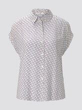Kurzärmlige Bluse mit Kent-Kragen - Frauen - white geometric design Kurzärmlige Bluse mit Kent-Kragen - Frauen - white geometric design - 7 - TOM TAILOR