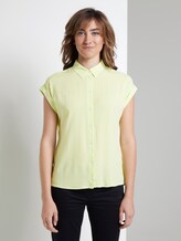 Kurzärmlige Bluse mit Kent-Kragen - Frauen - yellow white vertical stripe Kurzärmlige Bluse mit Kent-Kragen - Frauen - yellow white vertical stripe - 1 - TOM TAILOR