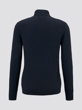 Polo neck jumper in blended look - Men - Knitted Navy Melange Polo neck jumper in blended look - Men - Knitted Navy Melange - 8 - TOM TAILOR