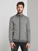Strickjacke mit Stehkragen - Männer - smooth grey melange Strickjacke mit Stehkragen - Männer - smooth grey melange - 1 - TOM TAILOR