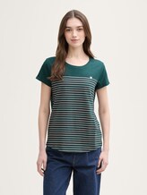 Gestreiftes T-Shirt - Frauen - green rose stripe Gestreiftes T-Shirt - Frauen - green rose stripe - 1 - TOM TAILOR Denim
