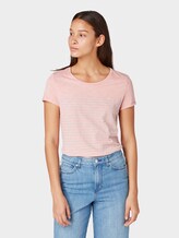 Gestreiftes T-Shirt - Frauen - rose white stripe Gestreiftes T-Shirt - Frauen - rose white stripe - 1 - TOM TAILOR Denim