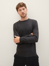 Schlichter Strickpullover - Männer - Black Grey Melange Schlichter Strickpullover - Männer - Black Grey Melange - 1 - TOM TAILOR