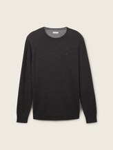 Schlichter Strickpullover - Männer - Black Grey Melange Schlichter Strickpullover - Männer - Black Grey Melange - 7 - TOM TAILOR