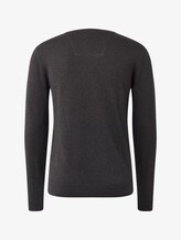 Schlichter Strickpullover - Männer - Black Grey Melange Schlichter Strickpullover - Männer - Black Grey Melange - 8 - TOM TAILOR