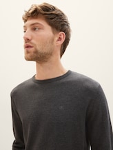 Schlichter Strickpullover - Männer - Black Grey Melange Schlichter Strickpullover - Männer - Black Grey Melange - 9 - TOM TAILOR