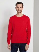 Schlichter Strickpullover - Männer - red melange Schlichter Strickpullover - Männer - red melange - 1 - TOM TAILOR