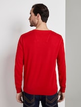 Schlichter Strickpullover - Männer - red melange Schlichter Strickpullover - Männer - red melange - 2 - TOM TAILOR