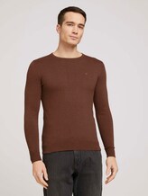 Schlichter Strickpullover - Männer - nougat brown melange Schlichter Strickpullover - Männer - nougat brown melange - 1 - TOM TAILOR