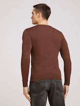 Schlichter Strickpullover - Männer - nougat brown melange Schlichter Strickpullover - Männer - nougat brown melange - 2 - TOM TAILOR