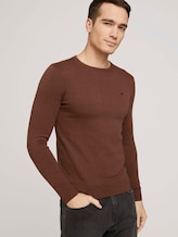 Schlichter Strickpullover - Männer - nougat brown melange Schlichter Strickpullover - Männer - nougat brown melange - 5 - TOM TAILOR