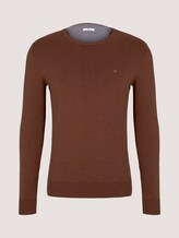 Schlichter Strickpullover - Männer - nougat brown melange Schlichter Strickpullover - Männer - nougat brown melange - 7 - TOM TAILOR