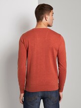 Schlichter Strickpullover - Männer - heated orange melange Schlichter Strickpullover - Männer - heated orange melange - 2 - TOM TAILOR