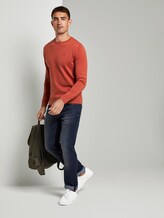 Schlichter Strickpullover - Männer - heated orange melange Schlichter Strickpullover - Männer - heated orange melange - 3 - TOM TAILOR