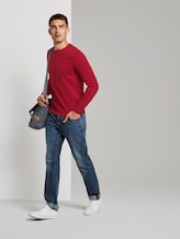 Schlichter Strickpullover - Männer - spicy red melange Schlichter Strickpullover - Männer - spicy red melange - 3 - TOM TAILOR