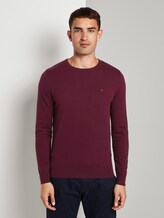 Schlichter Strickpullover - Männer - wine red melange Schlichter Strickpullover - Männer - wine red melange - 1 - TOM TAILOR