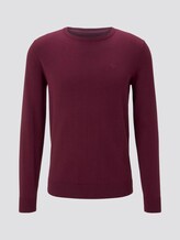Schlichter Strickpullover - Männer - wine red melange Schlichter Strickpullover - Männer - wine red melange - 7 - TOM TAILOR