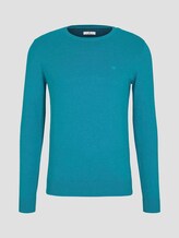 Schlichter Strickpullover - Männer - aqua-sea blue melange Schlichter Strickpullover - Männer - aqua-sea blue melange - 7 - TOM TAILOR