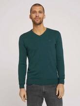 Basic Strickpullover - Männer - Midnight Forest Green Mélange Basic Strickpullover - Männer - Midnight Forest Green Mélange - 1 - TOM TAILOR