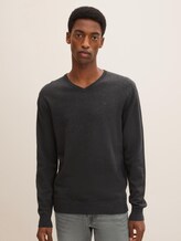 Basic Strickpullover - Männer - Black Grey Melange Basic Strickpullover - Männer - Black Grey Melange - 1 - TOM TAILOR