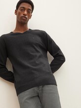 Basic Strickpullover - Männer - Black Grey Melange Basic Strickpullover - Männer - Black Grey Melange - 5 - TOM TAILOR