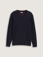 Basic Strickpullover - Männer - Knitted Navy Melange Basic Strickpullover - Männer - Knitted Navy Melange - 7 - TOM TAILOR