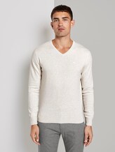 Basic Strickpullover - Männer - Light Medium Grey Melange Basic Strickpullover - Männer - Light Medium Grey Melange - 1 - TOM TAILOR