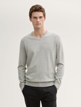 Basic Strickpullover - Männer - Light Soft Grey Melange Basic Strickpullover - Männer - Light Soft Grey Melange - 1 - TOM TAILOR
