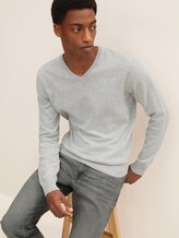 Basic Strickpullover - Männer - Light Soft Grey Melange Basic Strickpullover - Männer - Light Soft Grey Melange - 5 - TOM TAILOR