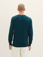 Basic Strickpullover - Männer - sapphire green melange Basic Strickpullover - Männer - sapphire green melange - 2 - TOM TAILOR