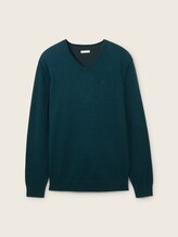Basic Strickpullover - Männer - sapphire green melange Basic Strickpullover - Männer - sapphire green melange - 7 - TOM TAILOR
