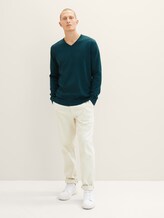 Basic Strickpullover - Männer - sapphire green melange Basic Strickpullover - Männer - sapphire green melange - 9 - TOM TAILOR