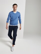 Schlichter Strickpullover - Männer - mid blue melange Schlichter Strickpullover - Männer - mid blue melange - 3 - TOM TAILOR