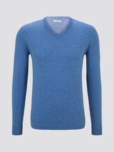 Schlichter Strickpullover - Männer - mid blue melange Schlichter Strickpullover - Männer - mid blue melange - 7 - TOM TAILOR