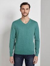 Schlichter Strickpullover - Männer - dusty teal green melange Schlichter Strickpullover - Männer - dusty teal green melange - 1 - TOM TAILOR