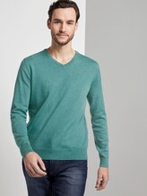Schlichter Strickpullover - Männer - dusty teal green melange Schlichter Strickpullover - Männer - dusty teal green melange - 5 - TOM TAILOR