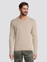 Basic Strickpullover - Männer - beige dark melange Basic Strickpullover - Männer - beige dark melange - 1 - TOM TAILOR