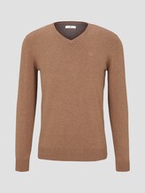 Basic Strickpullover - Männer - brown oak melange Basic Strickpullover - Männer - brown oak melange - 7 - TOM TAILOR