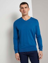 Basic Strickpullover - Männer - bright blue melange Basic Strickpullover - Männer - bright blue melange - 1 - TOM TAILOR