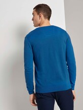 Basic Strickpullover - Männer - bright blue melange Basic Strickpullover - Männer - bright blue melange - 2 - TOM TAILOR