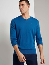 Basic Strickpullover - Männer - bright blue melange Basic Strickpullover - Männer - bright blue melange - 5 - TOM TAILOR