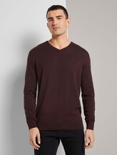 Basic Strickpullover - Männer - dark brown melange Basic Strickpullover - Männer - dark brown melange - 1 - TOM TAILOR