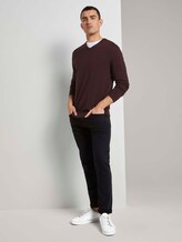 Basic Strickpullover - Männer - dark brown melange Basic Strickpullover - Männer - dark brown melange - 3 - TOM TAILOR