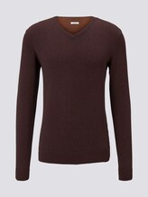 Basic Strickpullover - Männer - dark brown melange Basic Strickpullover - Männer - dark brown melange - 7 - TOM TAILOR