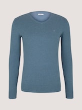 Basic Strickpullover - Männer - dusty blue melange Basic Strickpullover - Männer - dusty blue melange - 7 - TOM TAILOR